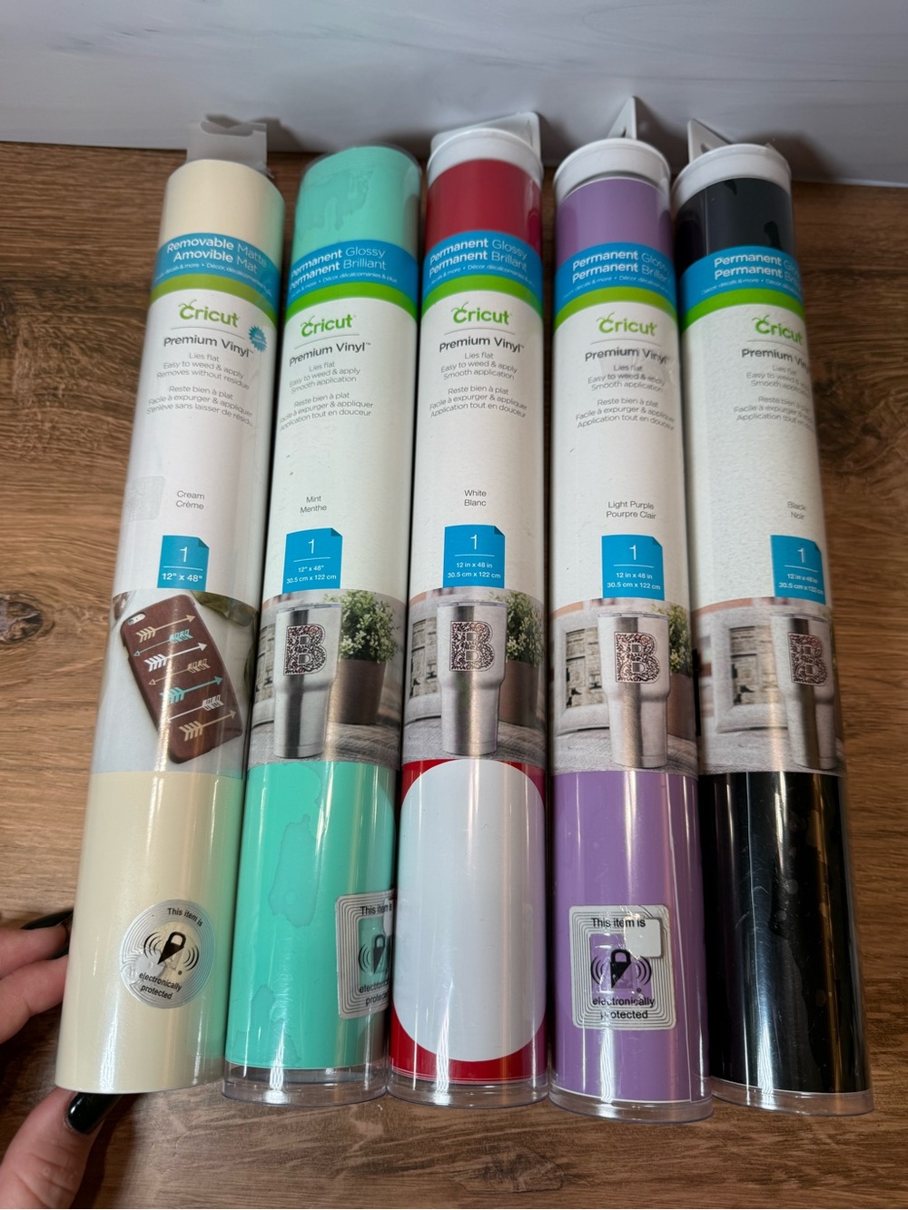 Cricut Premium Vinyl Lot 5 Rolls Permanent Removable Mint Red Purple Black Cream